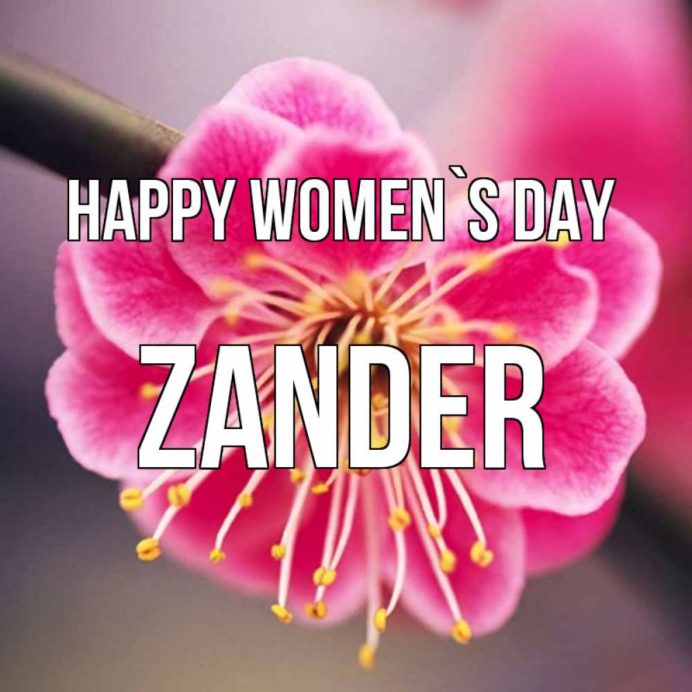 Greetings card с именем, Zander happy women`s day цветы Greetings with text for free download 